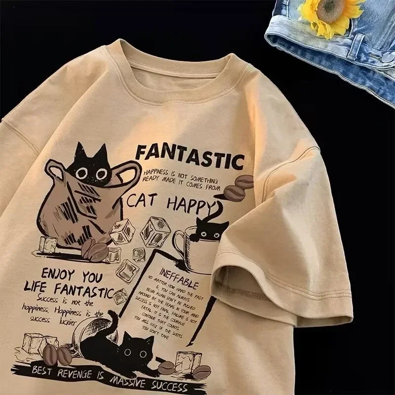 M-8XL 2026 New Summer Korean Style Fun Cartoon Print T-shirt Man Women Unisex Oversized Plus Size Tshirt Trendy Tees
